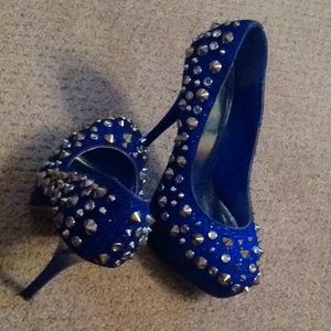 Blue spike heels